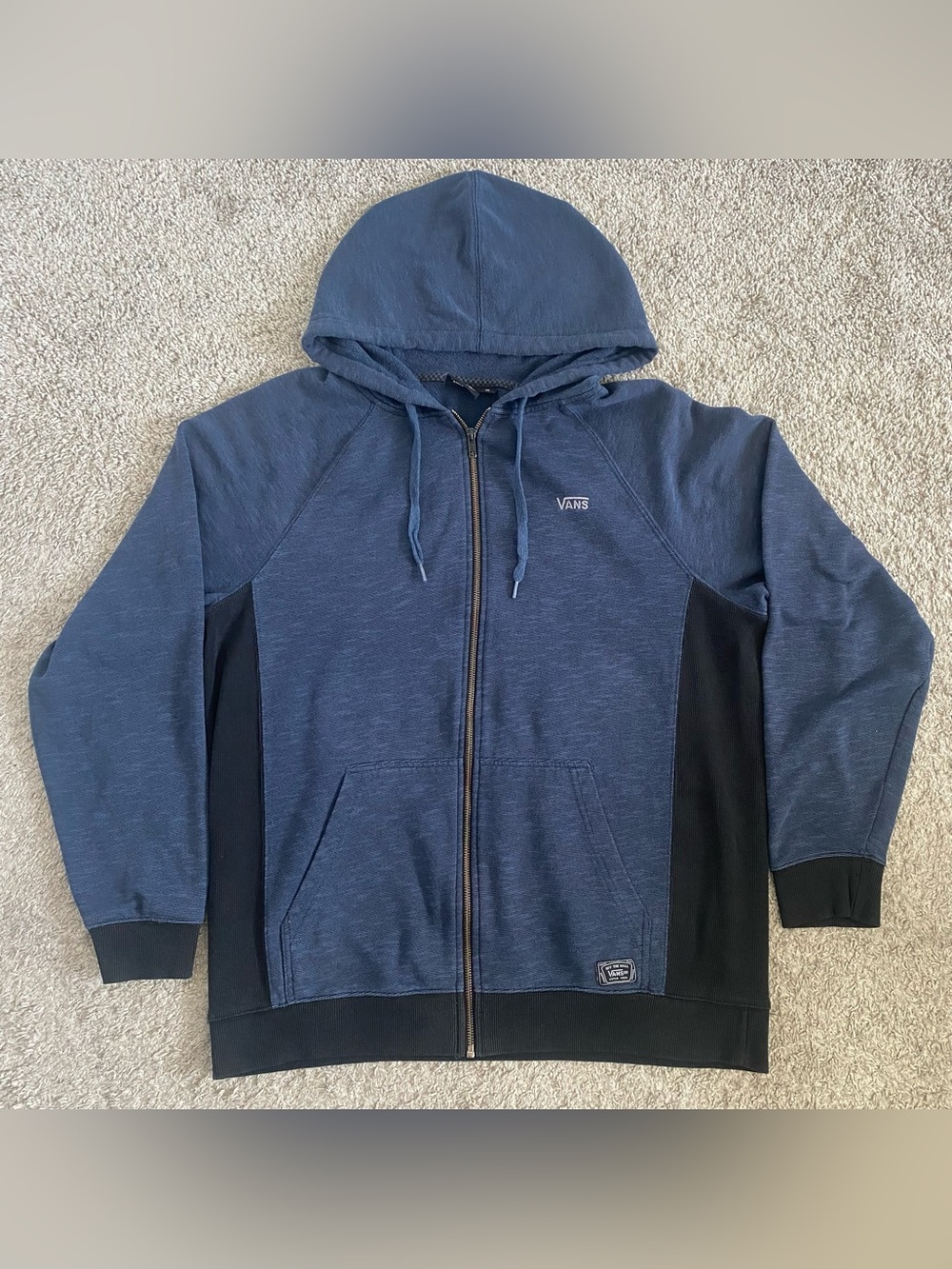 Vans Two-Tone Navy and Black Full-Zip Hoodie Size XL